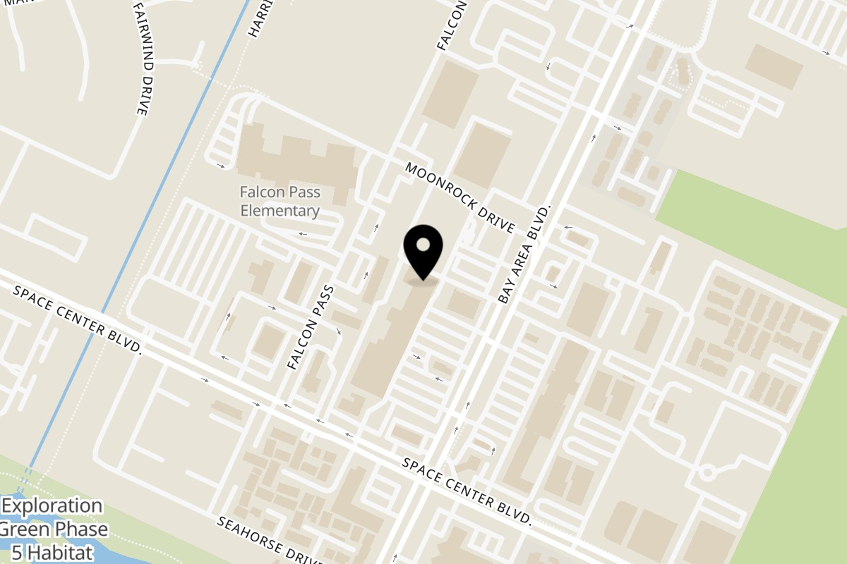 Map showing the location of Wael's Mediterranean Cuisine on 2465 Bay Area Blvd, Suite A in Houston